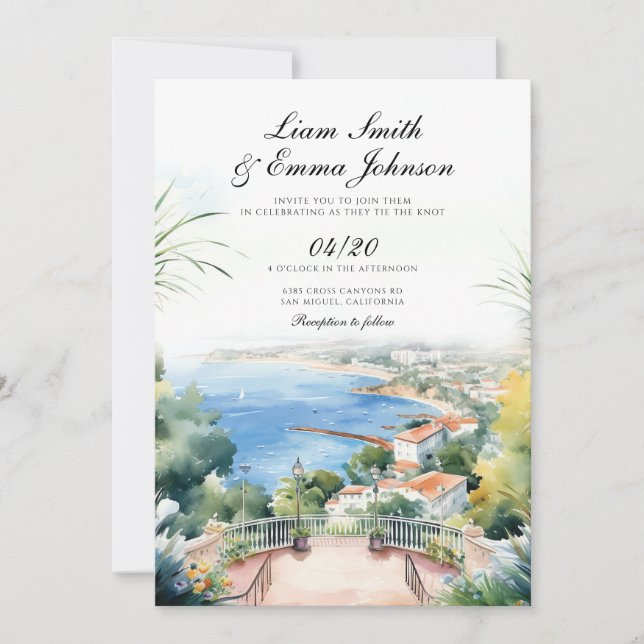 The Cote d'Azur Wedding Invitation (Front)