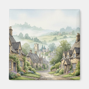 The Cotswolds Village Misty Morning Magnet