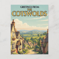 The Cotswolds Village Vintage Travel Poster