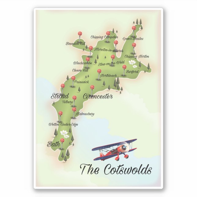 The Cotswolds Vintage Map (Front)