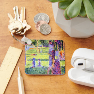 The Couple by Georges Seurat, Vintage Pointillism Key Ring