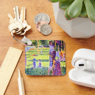 The Couple by Georges Seurat, Vintage Pointillism Key Ring