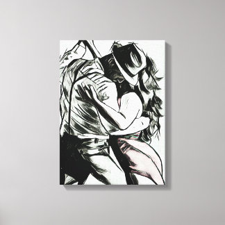 The Couple Dancing, black and white canvas print, Print