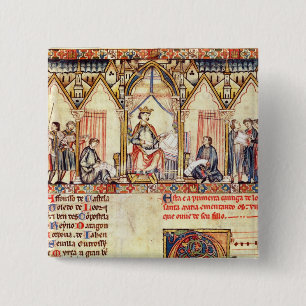 The court of Alfonso X  'the Wise' 15 Cm Square Badge