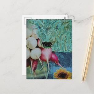 The Cow and Radish Collage Postcard