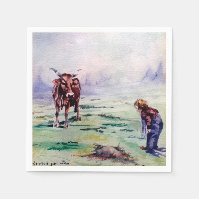 The Cow and the Child/The Cow and the Boy Napkin (Front)