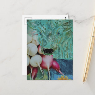 The Cow and the Radishes Collage Postcard