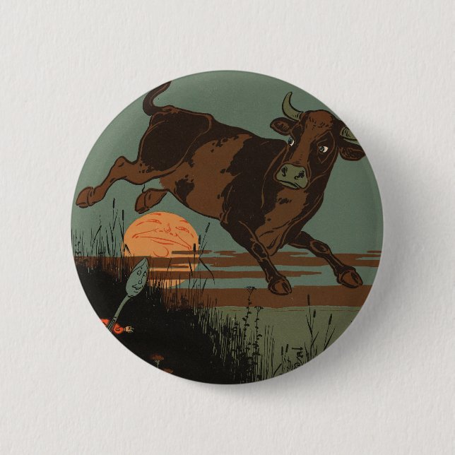 The Cow Jumped Over the Moon 6 Cm Round Badge (Front)