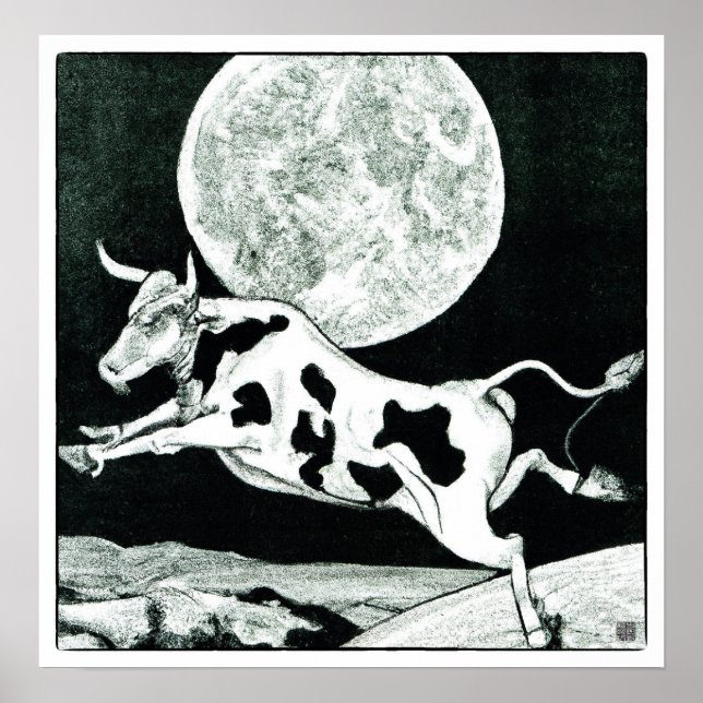 The Cow Jumped Over The Moon - Lithograph Print (Front)
