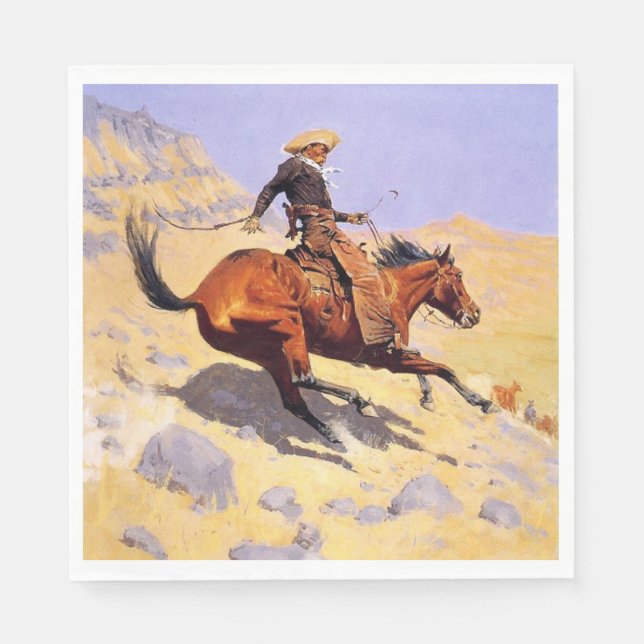The Cowboy (by Frederic Remington) Napkin (Front)