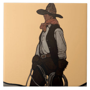 The Cowboy Magazine Cover by NC Wyeth Tile