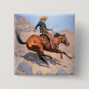 The Cowboy (oil on canvas) 15 Cm Square Badge
