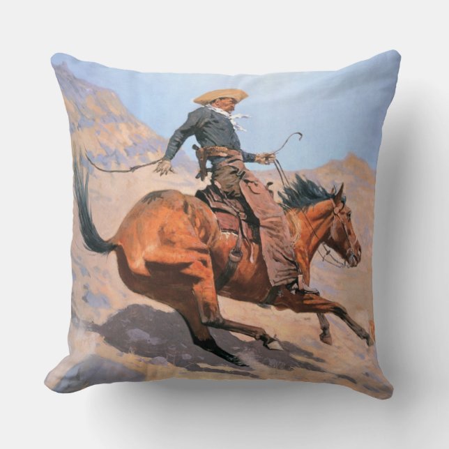 The Cowboy (oil on canvas) Cushion (Front)