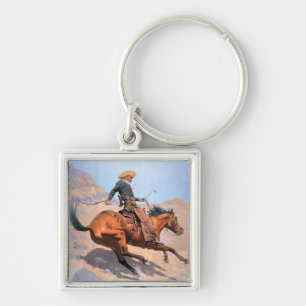 The Cowboy (oil on canvas) Key Ring