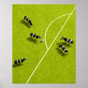 The cows playing soccer poster