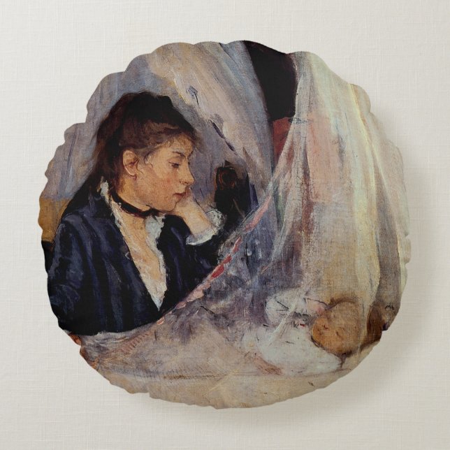 The Cradle by Berthe Morisot Round Cushion (Front)