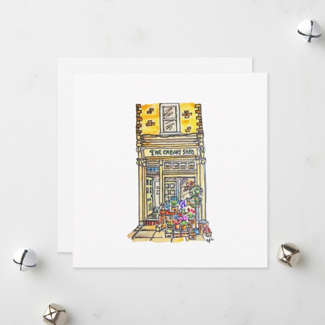 The Creaky Shed Green Grocer Holiday Card (Front/Back In Situ)