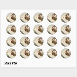 The Creation of Adam by Michelangelo Classic Round Sticker
