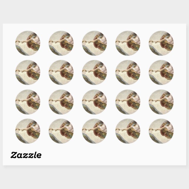 The Creation of Adam by Michelangelo Classic Round Sticker (Sheet)