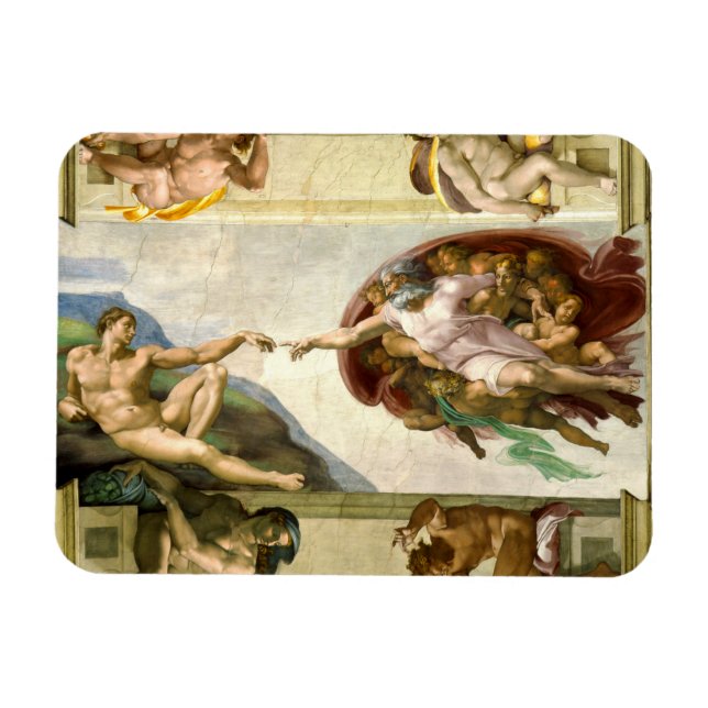The Creation of Adam by Michelangelo Fine Art Magnet (Horizontal)