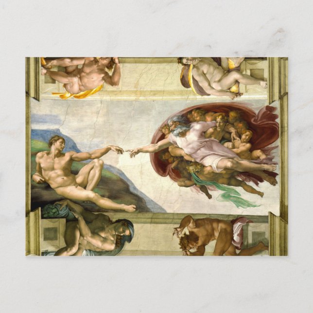 The Creation of Adam by Michelangelo Fine Art Postcard (Front)