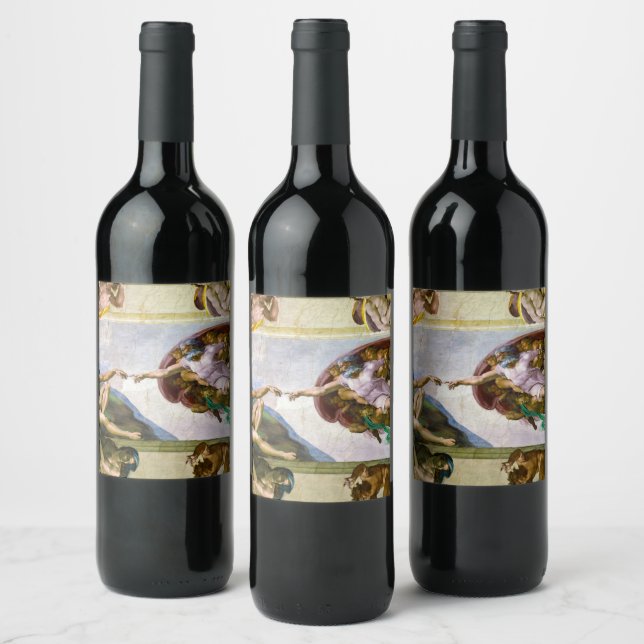 The Creation of Adam by Michelangelo Wine Label (Bottles)