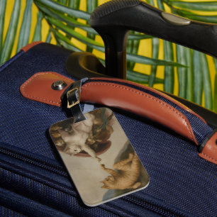 The Creation of Adam Cats Renaissance Parody Art Luggage Tag