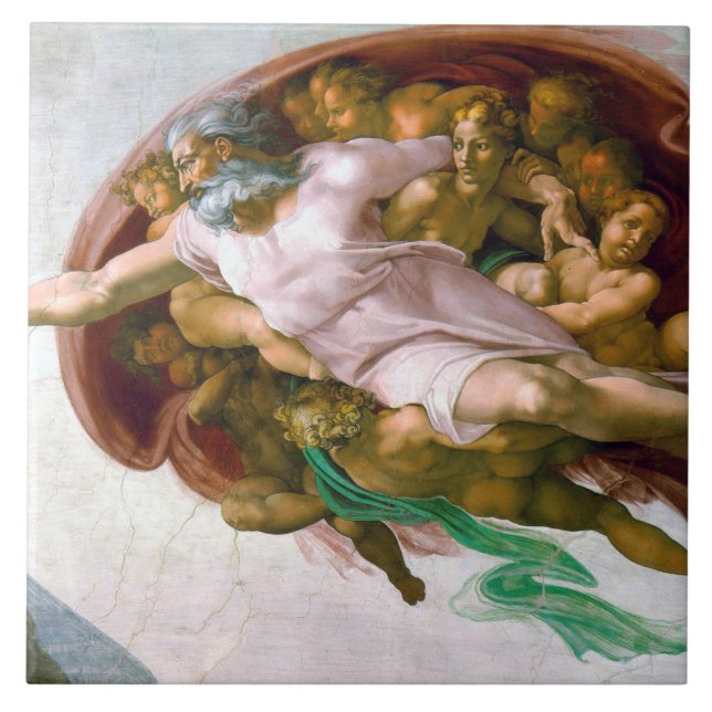 The Creation of Adam (detail), Michelangelo Tile (Front)