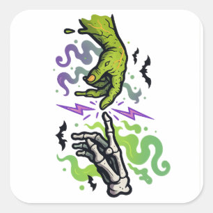 The Creation of Adam – Halloween Cartoon Parody Square Sticker