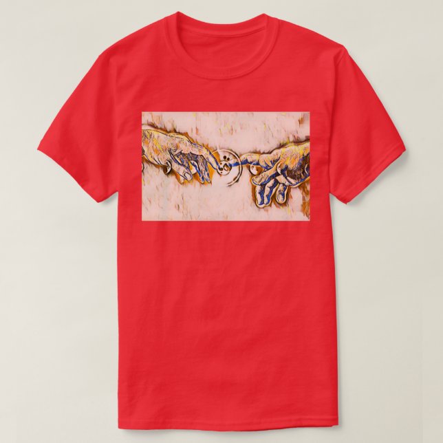 The Creation of Adam Hands Touch Universe Art Yell T-Shirt (Design Front)
