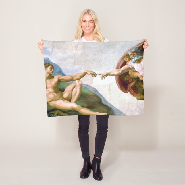 The Creation of Adam, Michelangelo, 1508-1512 Fleece Blanket (In Situ)