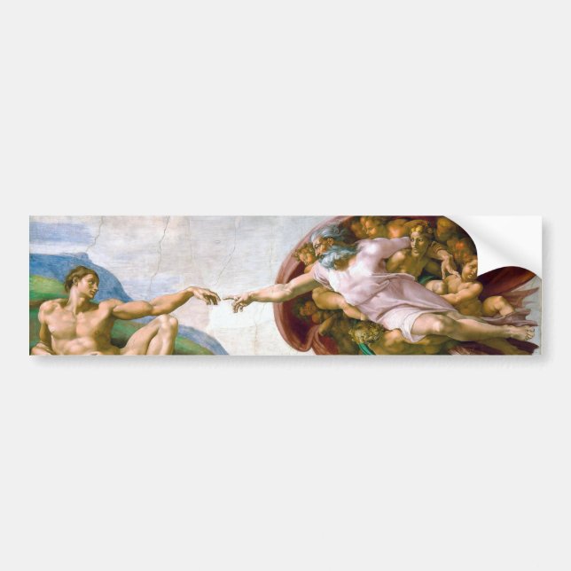 The Creation of Adam, Michelangelo Bumper Sticker (Front)