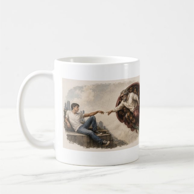 The Creation of Adam - Modern Twist  Coffee Mug (Left)