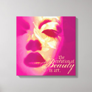 "The creation of beauty is art" pink face canvas Print