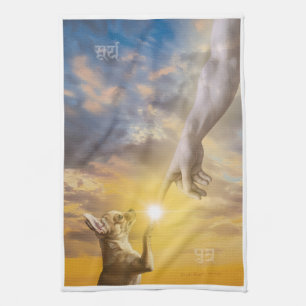 The Creation of Chihuahua - God made Chihuahuas Tea Towel