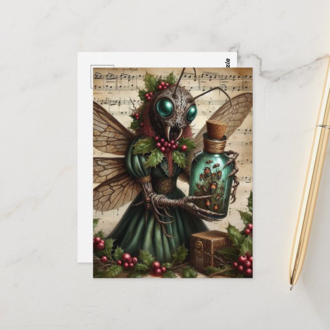 The Creepy Christmas Insect Postcard (Front/Back In Situ)