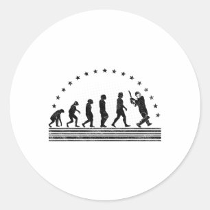 The Cricket Evolution Retro Cricketer Men Cricket Classic Round Sticker