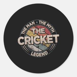 The Cricket Legend Retro Cricketer Men Cricket Classic Round Sticker