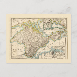 The Crimea (Ukraine) Sevastopol Region Map 1855 Postcard