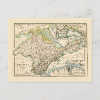 The Crimea (Ukraine) Sevastopol Region Map 1855 Postcard