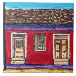 The "Crimson Red, Tucson Barrio" Decorative Tile