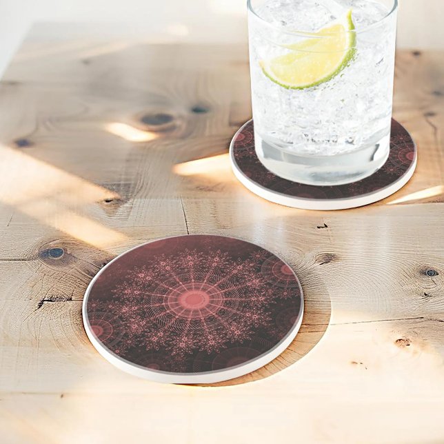 The crimson sparkling flower art in the red clear  coaster (Creator Uploaded)