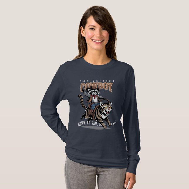  The critter cowboy (Dk. mode) | Women Lg. Sleeve T-Shirt (Front Full)