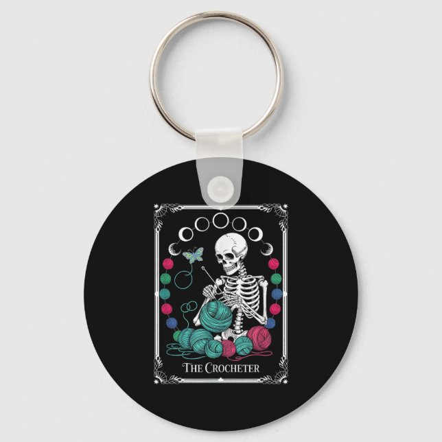 The Crocheter Tarot Card Funny Yarn Design  Key Ring (Front)