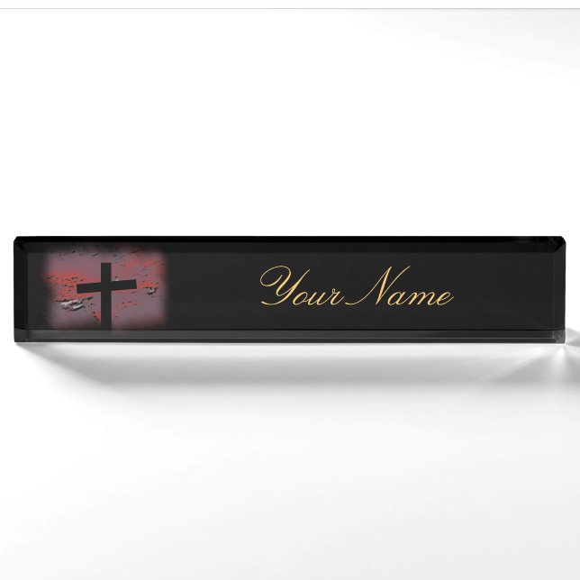 The Cross and you Black Background Nameplate (Front)