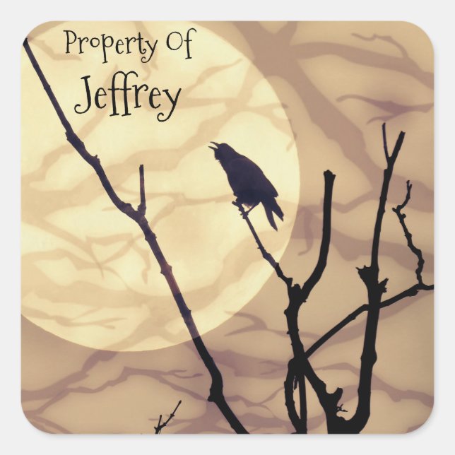 The Crow, The Moon, The Shadows *personalise* Square Sticker (Front)