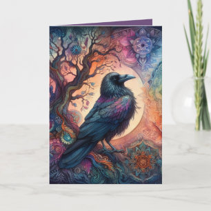 The Crow Tree of Life Mandala Pagan  Card