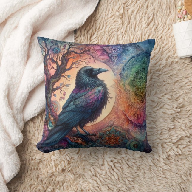 The Crow Tree of Life Mandala Pagan  Cushion (Blanket)