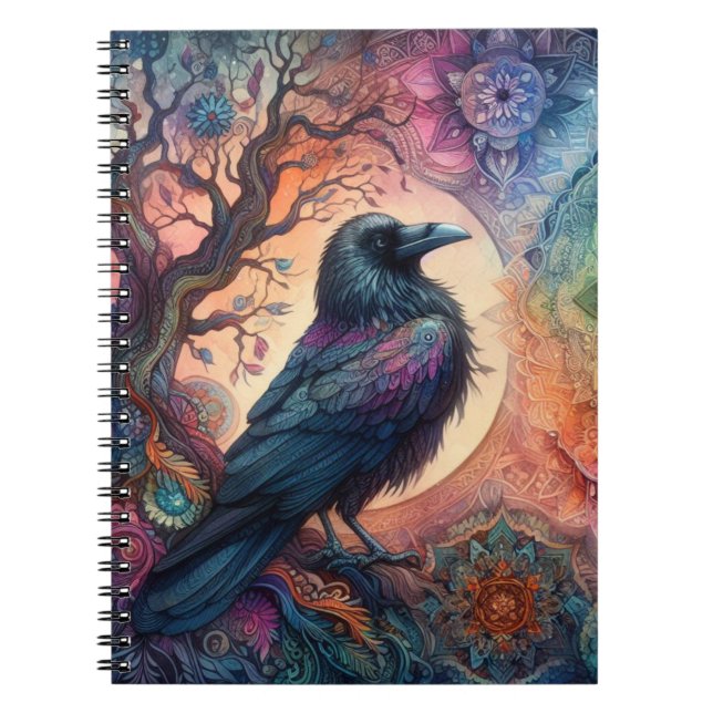 The Crow Tree of Life Mandala Pagan  Notebook (Front)