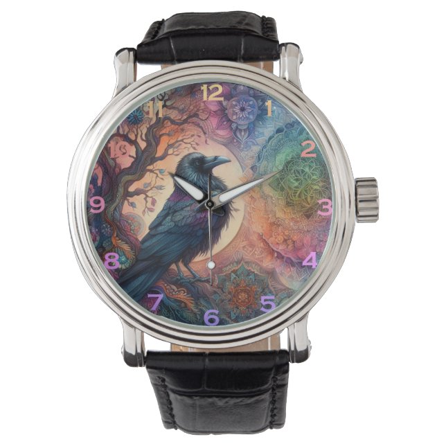 The Crow Tree of Life Mandala Pagan  Watch (Front)